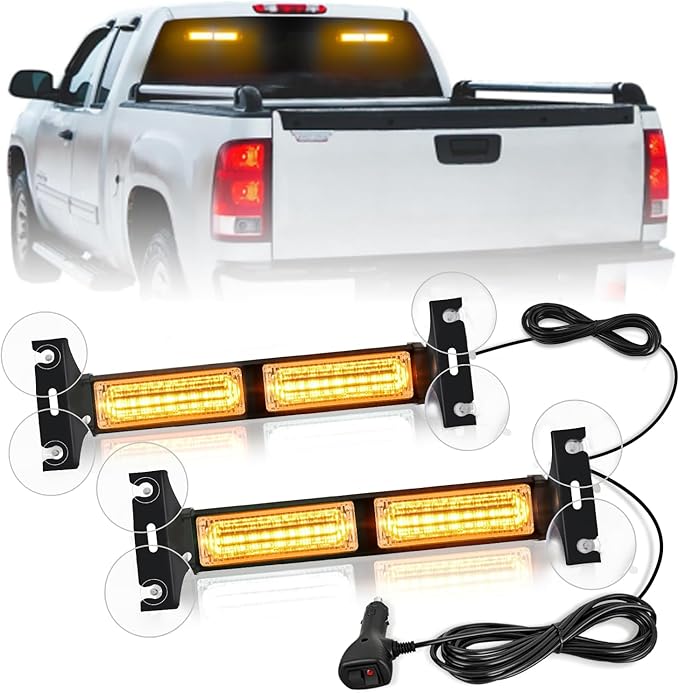 Nilight 40LED Amber Emergency Strobe Traffic Advisor Light Bar with Suction Cups Dash Safety Warning Hazard Flashing Lights Interior Front/Rear Windshield for Trucks Construction Vehicles | with Suction Cups Dash Safety Warning Hazard Flashing Lights I...