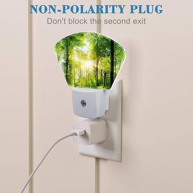 Light in The Lush Forest Night Light Plug into Wall, Sun Light Night Light with Dusk to Dawn Sensor for Kid Girls Boys Women Men Bedroom, Hallway, Kitchen, Bathroom, Stairs Decor