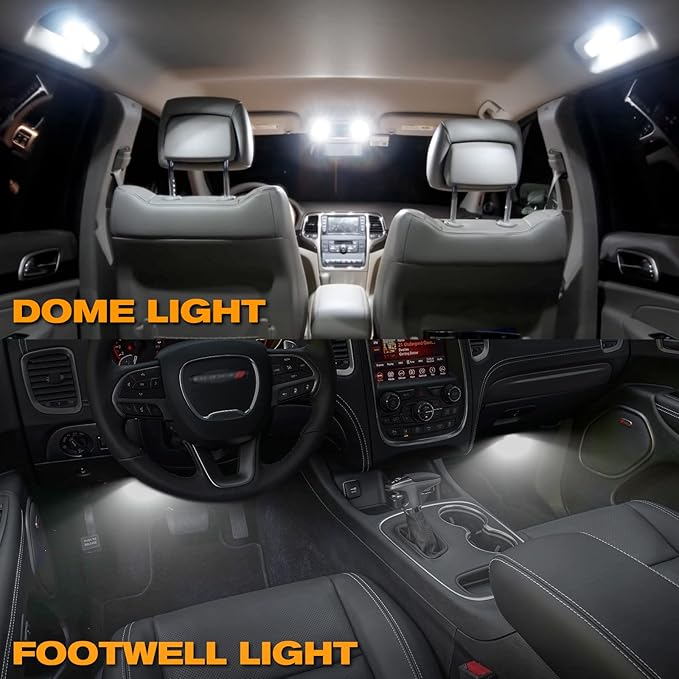 POPMOTORZ LED Interior Courtesy Lights Footwell Light Under Dashboard Courtesy Floor Lamps Assembly Compatible for Dodge RAM,Durango,Nitro, Jeep Wrangler,Liberty,Grand Cherokee White LED 2 Pieces