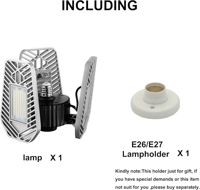 LED Garage Lights, Deformable Ceiling Light 9000 Lumens, 82W CRI 80 Shop Light, Adjustable Garage Lights, Led Lighting (No Motion Activated) (1-Pack)