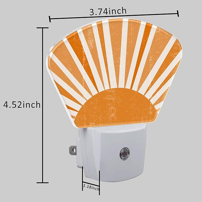 Boho Abstract Orange Sunset Plug in Night Lights, Sunset Nightlight Plug Into Wall Dusk to Dawn Sensor for Kid Girls Boys Women Men Bedroom, Hallway, Kitchen, Bathroom, Stairs Decor