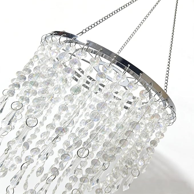 Sparkling Iridescent Beaded Chandeliers 8.6 inches Diameter for Wedding Centerpiece Living Room Bedroom Event Party