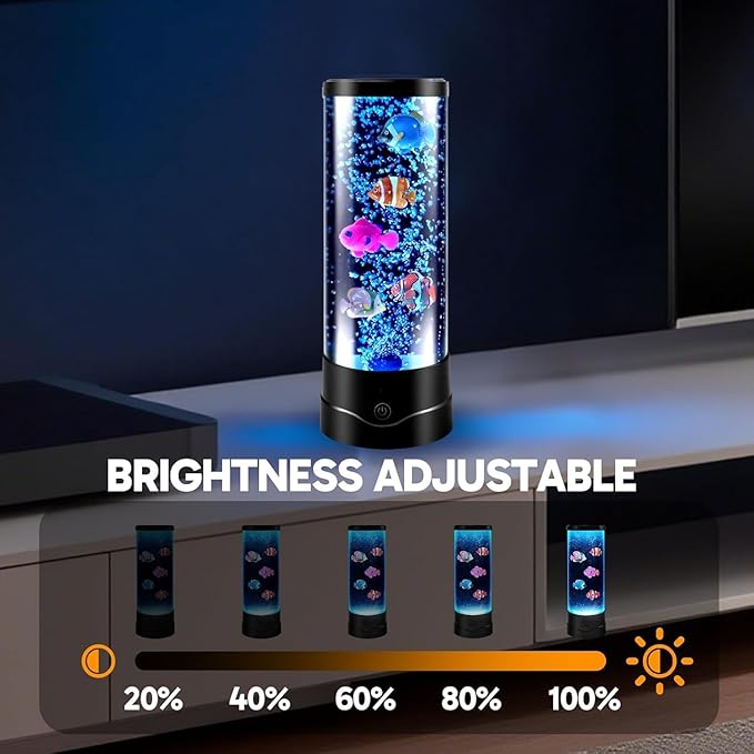 ONXE LED Aquarium Bubble Fish Tank Table Lamp, Birthday Christmas Gifts for Adults Kids Teens, Relaxing 16 Color Remote Fake Fish Sensory Night Light for Kids' Room Bedroom Home Decor, Stress Relief