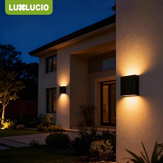 2 Pack Indoor Outdoor Black Up and Down LED Wall Light, Modern Bedroom/Porch Wall Lamp, IP65 Waterproof, 5%-100% Dimmable 18W 1620lm, 5CCT (2700K-5000K), CRI 90+, 120V-277V