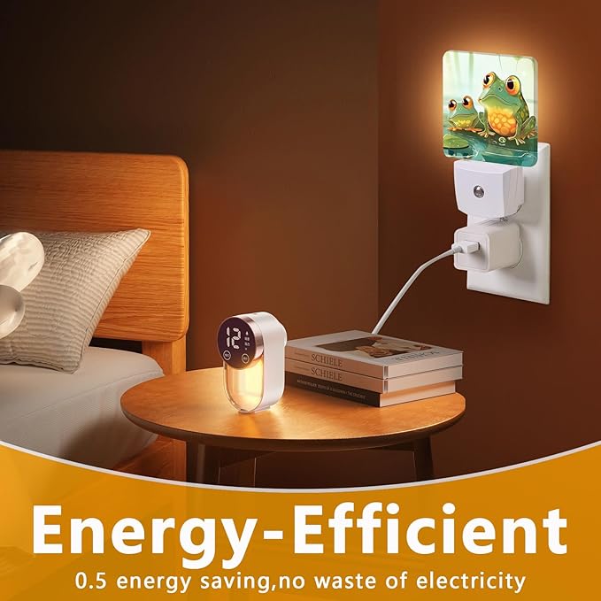 Cartoon Frog Night Light, Plug-into Nightlight White LED Lamp, Energy Efficient Decor Desk Lamp for Bedroom Hallway Stairs Bathroom