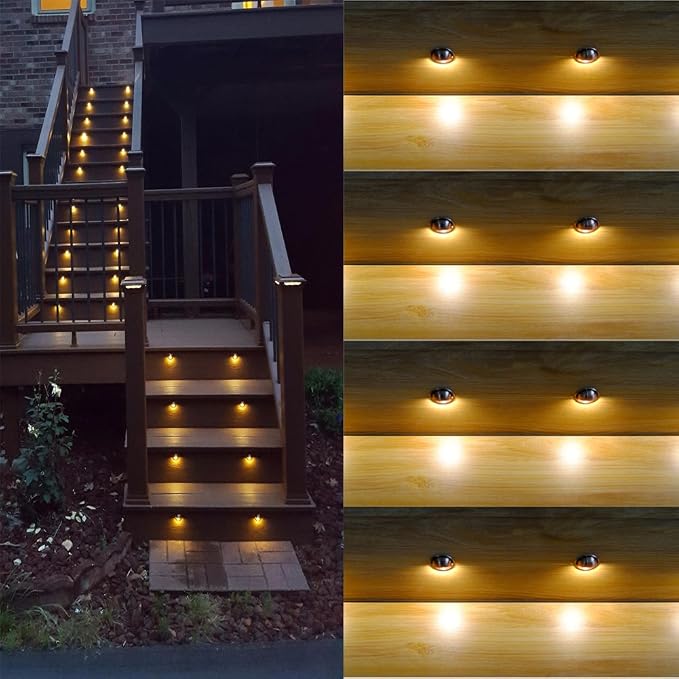 Pack of 10 Warm White Low Voltage LED Deck Lights kit Φ1.38 Outdoor Garden Yard Decoration Lamp Recessed Landscape Pathway Step Stair Warm White LED Lighting, Black