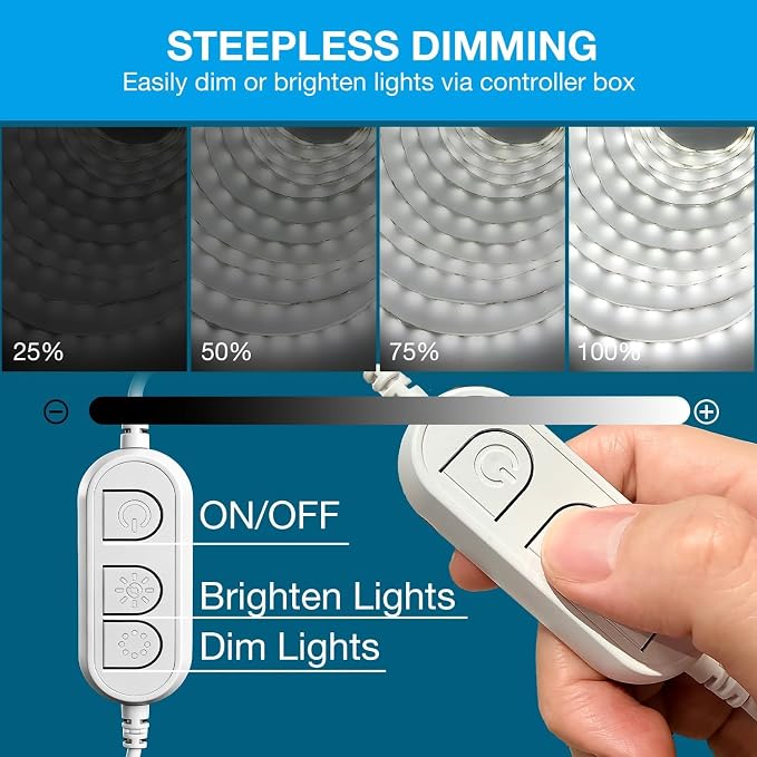 DAYBETTER 25 ft Smart WiFi White LED Lights, Dimmable White LED Strip Light Compatible with Alexa and Google Assistant, 6500K, 720 LEDs Tape Lights for Bedroom, Kitchen, Mirror, Home Decoration