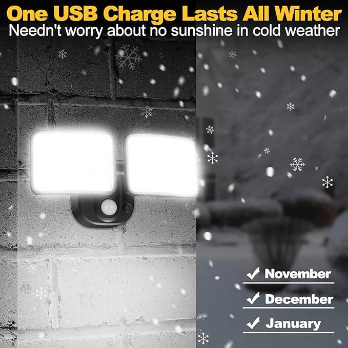 Rechargeable Battery Operated Motion Sensor Outdoor Lights with 2500LM & 4000LM(High Brightness), Battery Powered Lights 1-3 Months Endurance, USB Charging Security Lights for Garage Yard Patio Garden