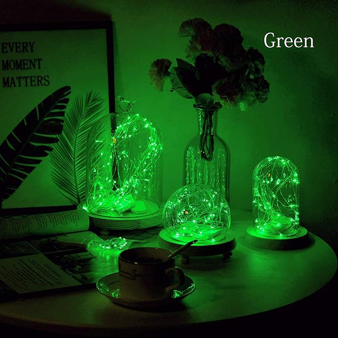 16 Packs Fairy Lights Battery Operated(Batteries Included),10.2FT 30LEDs Waterproof Copper Wire Firefly Lights,Mini Starry String Lights for Wedding Party DIY gift Christmas Decor (Green Fairy Light)