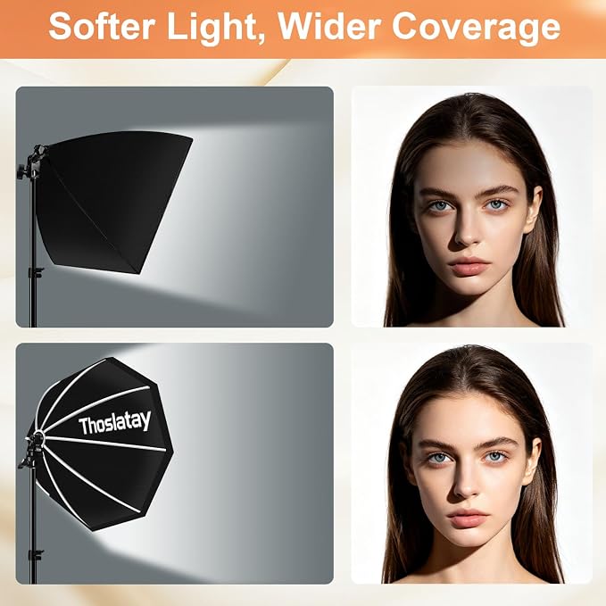 Octa Softbox Lighting Kit 2pack,Thoslatay 20in Soft Box Upgrade85W 2700-6400K 100V-240VLED Bulbs Professional Photography Light Kit,Photo Studio Lights for Photoshoot/Video Recording