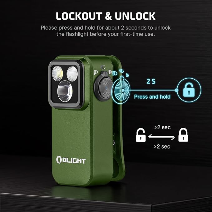 OLIGHT Oclip Pro Rechargeable EDC Clip-on Flashlight, OD Green | Red Light, 500 Lumens Floodlight, Spotlight, Pocket-Sized, USB-C Charging, Magnetic, for Work, Signaling, Outdoor or Home Use