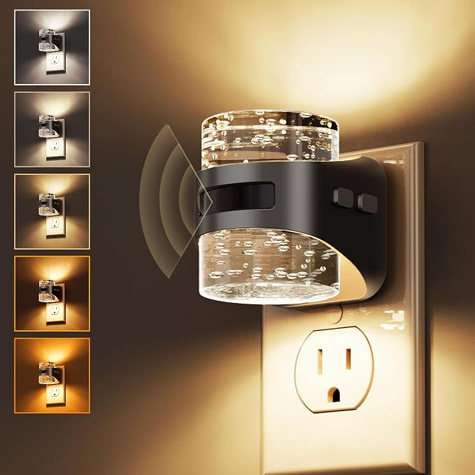 L LOHAS LED Motion Sensor Night Light,5CCT Night Lights Plug into Wall | 2 Pack Color Temperature Change Night-Light,Acrylic Bubble Dimmable Nightlight with Dusk to Dawn Sensor for Bathroom Hallway