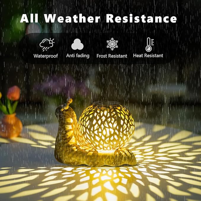 Solar Lanterns Outdoor Waterproof, 2 Pack Snail Garden Lights Staked Solar Powered Lanterns for Yard Patio Pathway, 2025 Gardening Lovers Mom Gifts