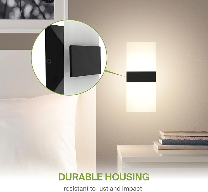 ASD 14 Inch Indoor LED Wall Sconce - 24W 2700K-5000K Dimmable Black Wall Sconce Lights for Living Room, Bedroom, Bathroom, Hallway - Modern Wall Sconces Hardwired, ETL Interior Light