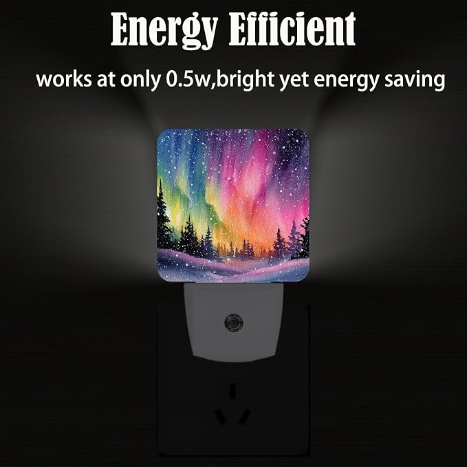 Northern Lights and Forest Night Light,Plug-in Nightlights Auto Sensor Night Lamp Dusk-to-Dawn Lamp Home Decor for Nursery Children Girls Boys