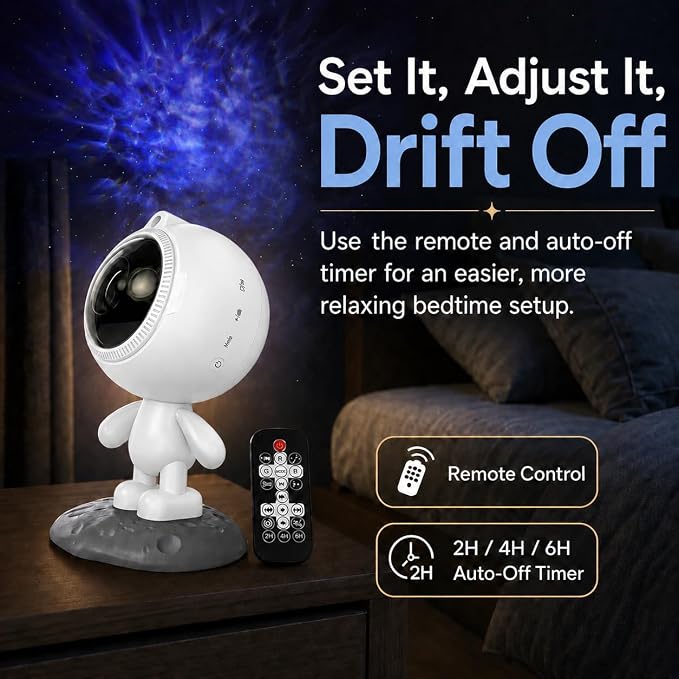 AIRIVO Dreamer Star Projector for Kids Bedroom, Cute Galaxy Night Light with Bluetooth Speaker, 8 White Noise Sounds, Remote Timer, Adjustable Head, Birthday Gift for Boys Girls Teens
