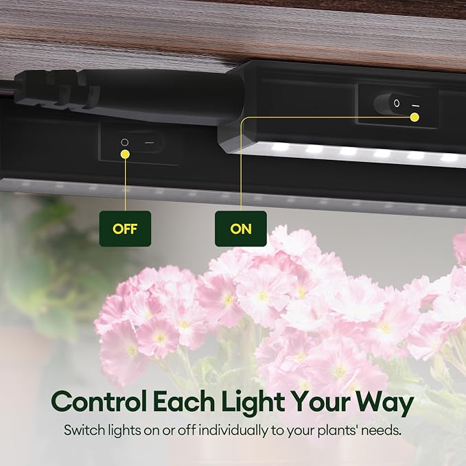 Grow Lights for Indoor Plants, Sunlike Full Spectrum 5000K 1FT LED Growing Lamp 28W (4 x 7W), T5 Grow Light Strip for Seed Starting, Vegetables, Linkable, Black, 4-Pack