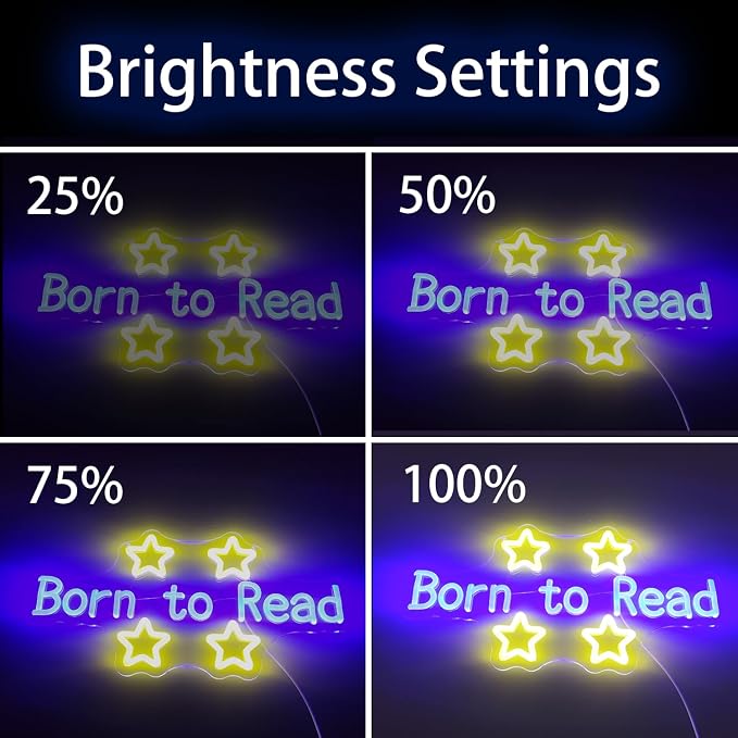 Born to Read Neon Sign LED Letter Lights Dimmable USB Powered Wall Decor for Classroom Library Reading Nook Teacher Student Book Lover Gift (16.5x8.3in)