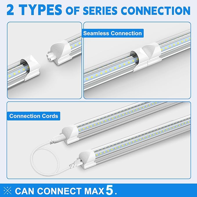 SHOPLED (25 Pack) 6FT LED Shop Light, 60W 8000LM 6000K V Shape | Linkable Ceiling Lights T8 LED Tube Light Fixture, 6 Foot Shop Lights for Garage, Warehouse, Basement, ETL Listed