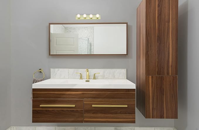 Nuvo Lighting SF77/189 Transitional Four Light Vanity in Brass-Polished/Cast finish