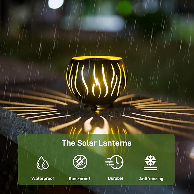 Solar Lanterns Outdoor Waterproof, Solar Lights for Outside Patio Porch Garden Tabletop Deco,2026 Gardening Lovers Mom Gifts(Wave Lines)