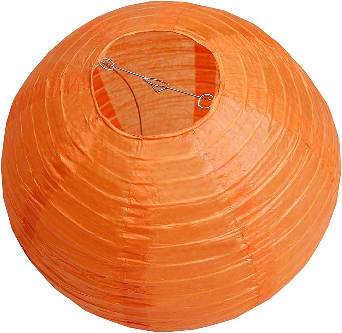 Pack Of 3 Round Paper Lanterns Lamp Wedding Birthday Party Decoration (Orange, 8"/20CM)
