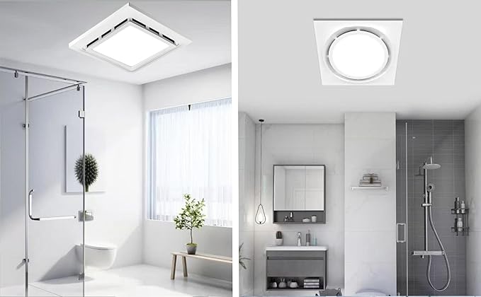Bathroom Exhaust Fan with LED Light Ceiling Mount Ventilation Fan 118 CFM 1.0 Sones 4 Inch Duct Quiet Bathroom Vent Fan with Light Combo 5000K for Home Bath Hotel-Squares