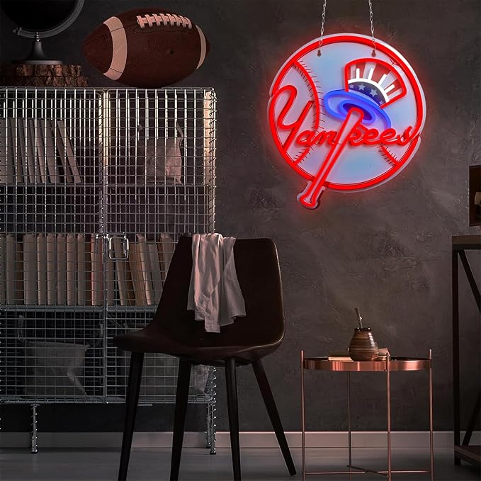 AHlove Neon Signs for Wall Decor，Baseball Team Neon Lights for Bedroom，LED Signs Suitable for Man Cave，Birthday、Father's Day and Christmas Gifts for Man 13 * 15Inch