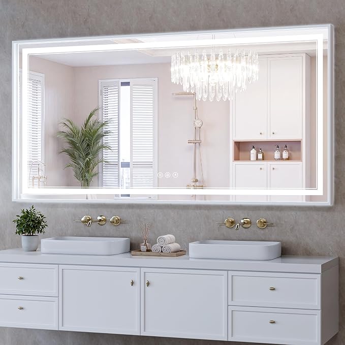 30"x60" LED Bathroom Mirror with Lights, Front & Backlit, Anti-Fog | Lighted Mirror with Dimmable, Aluminum Frame, 3 Color Temperature, CRI 90+, Touch Control with Memory, HD Tempered Glass