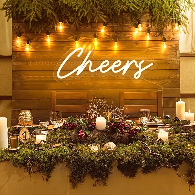 Cheers Neon Sign USB Powered with Dimmable Switch,LED Neon Light Sign for Wall Background Decor,Cheer Light Up Sign Neon for Bar Birthday Party Wedding 16.5 * 7in(Warm White)