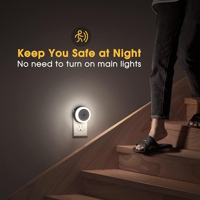 LED Night Light, Night Lights Plug into Wall, Dusk to Dawn Sensor | 4 Pack LED Night Light for Kids Room, 5000K Daylight White Bright Nightlight Plug in Night Light for Bathroom Stair Hallway