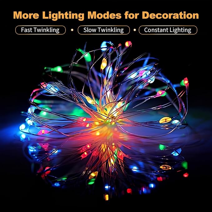 20 Pack Multi-Color LED Fairy Lights Battery Operated,7FT 20 LED Waterproof Mini Twinkle String Lights Battery Powered for Christmas Mason Jars Party,Multicolor
