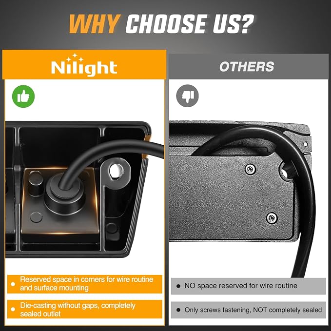 Nilight 1PC 13 Inch RV Exterior Light Amber Beam for RV Trailer Camper SUV | 1PC LED porch scene cargo light, black aluminum housing, 12V 24V waterproof for RVs trailers campers 5th wheels