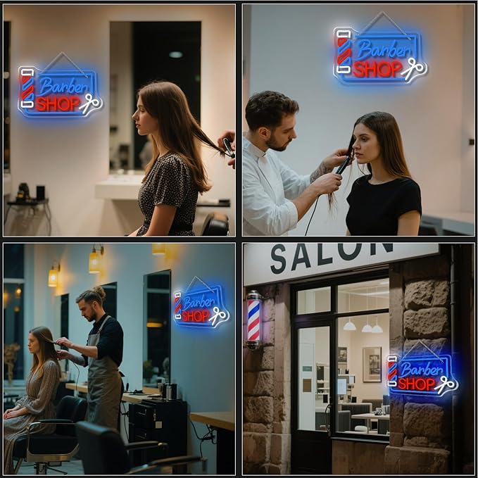 Looklight Barber Shop Neon Sign Barber Pole Led Signs for Wall Decor Salon Station Neon Light Sign for Pole Hair Salon Accessories Business Store Supplies