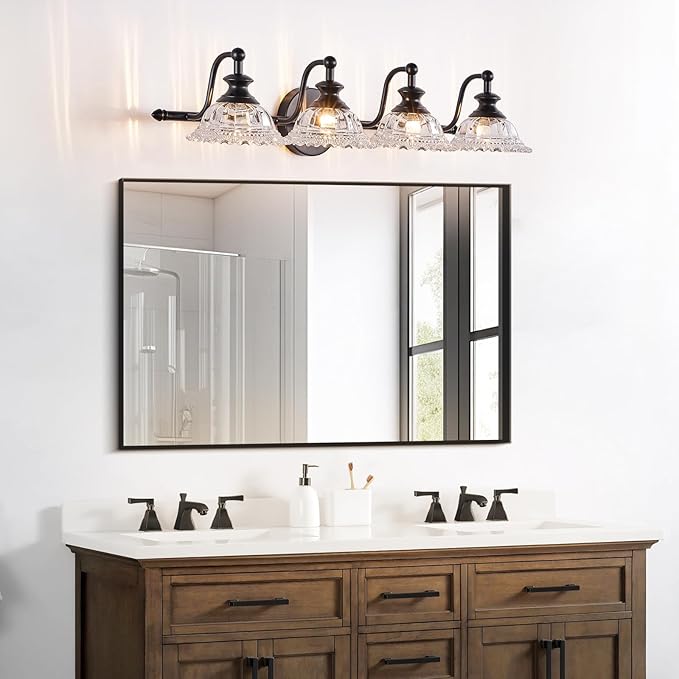 Black Bathroom 29.7" Vanity Light Farmhouse Vanity Lights Vanity Lighting Fixtures