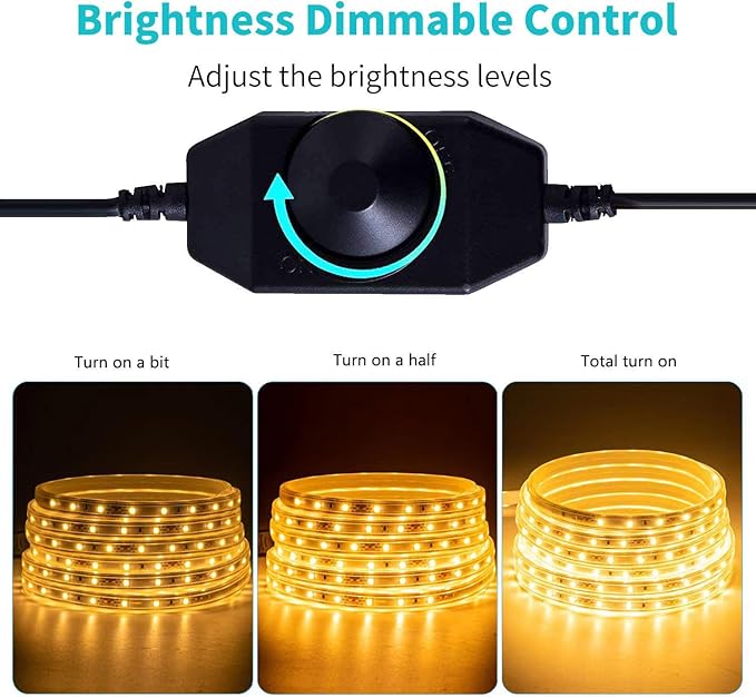 20FT Warm White Rope Lights Outdoor, 12V IP65 Waterproof Led Rope Lights Indoor Cuttable, Flexible Led Strip Lights Cuttable Plug-in for Patio Deck Bedroom Kitchen Bedroom Christmas