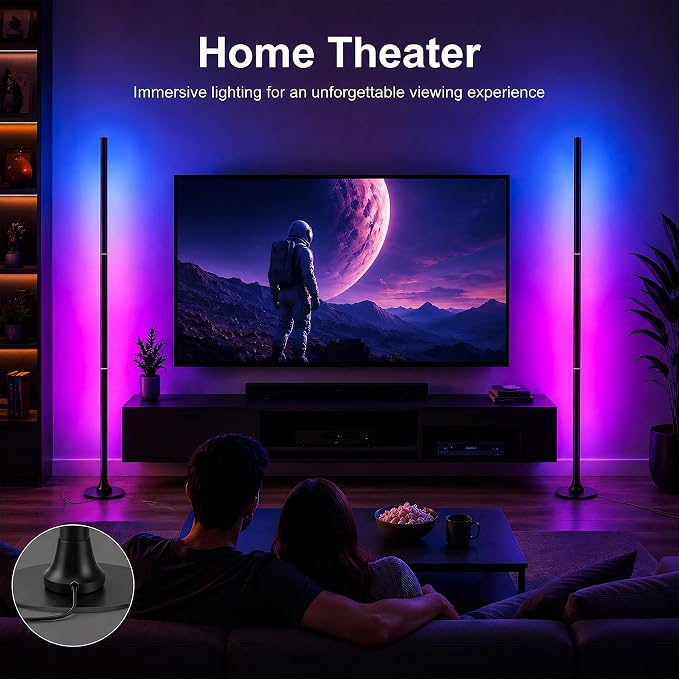 sylvwin Corner Floor Lamp,Smart Ambient Light for Gaming Room | Remote & App Control,16 Million Colors & 100+ Scene Modes, Music Sync ,RGB Color Changing Floor Lamp for Living Room