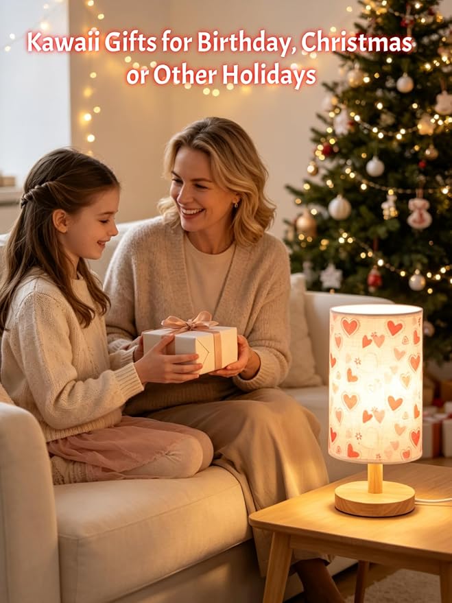 Heart Shaped Kids LED Table Lamp for Bedroom Womens Girls Bedside Lamps,3-Way Dimmable Love Heart Nightstand Night Light,Cute Boho Desk Lamp for Home Nursery Decor,Romantic Love Gifts for Women Girl