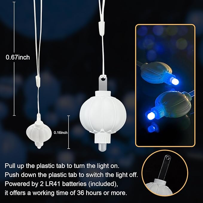 24 Pack Mini LED Lantern Lights - Battery Operated Small Lights for Paper Lanterns, Perfect for Party, Birthday, Wedding, Halloween, Christmas Decorations (Blue)