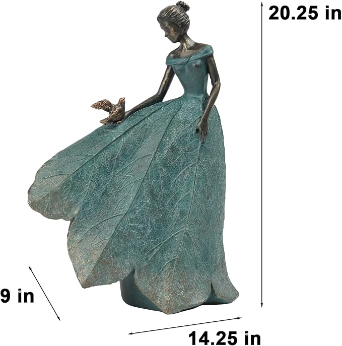 Guichifun Fairy Statue Home Decoration 20 in | Leaf Angel Girls, Resin, Indoor/Outdoor, Rustic Garden Yard Decor, Figurines Gift