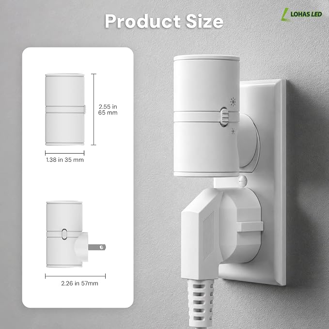 L LOHAS LED Night Light, Soft White 3000K, Light Sensor, White Shade,4 Pack | 50/100LM Dimmable, Plug into Wall, Rotating Nightlight Plug in Wall, Adults Kids Hallway Bedroom Bathroom Stairway Kitchen