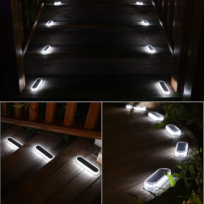 Honalia Solar Deck Dock Driveway Lights Outdoor Solar Powered Waterproof, Cool White Driveway Markers Concrete Step Lights for Deck Stairs Dock Marine 6 Pack