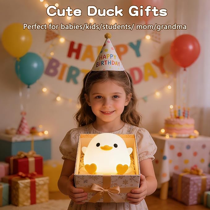 FAMIDUO Duck Night Light, Squishy Silicone Bedside Light for Baby Nursery | BPA-Free Silicone,Dimmable,20min Timer,Rechargeable Touch Light , Cute DoDo Ducky Lamp, Boys Girls Room Decor, Gift for Kids