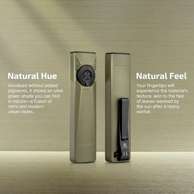 OLIGHT Arkfeld Ultra EDC Flat Flashlight Rechargeable, OAL, Olive-Green CW | Green Beam,UV Light, White LED, 1400 Lumens, Compact Magnetic Pocket Flashlight for Emergency Inspection Working