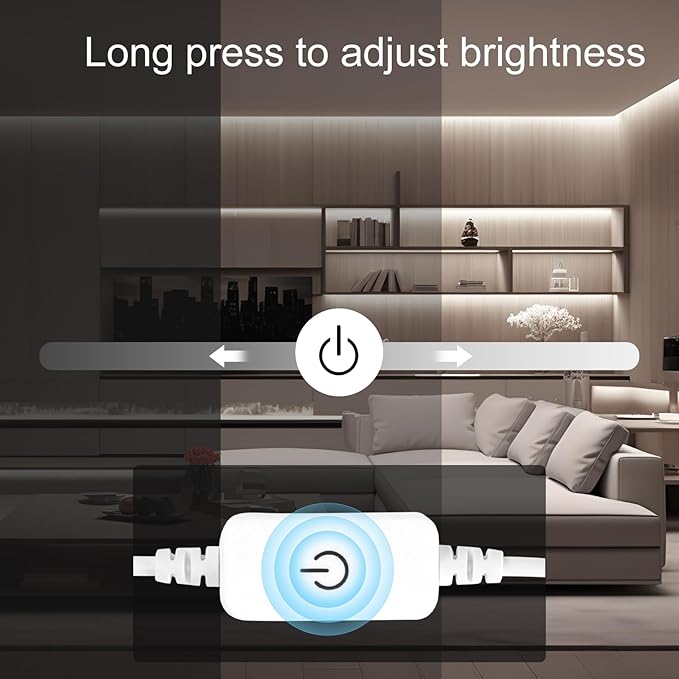COB LED Strip Lights, 16.4ft LED Lights for Bedroom, Dimmable Strip Lights, White LED Lights Strip, High Bright Lights for TV, Cabinet, Kitchen, DIY Lighting