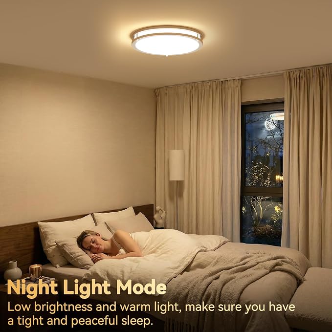 LED Ceiling Light with Remote 14 Inch Flush Mount Ceiling Light Fixture, 24W 3000K-6000K Adjustable Color Temperature, Dimmable Lighting Fixtures for Kitchen Bedroom Hardwired Installation