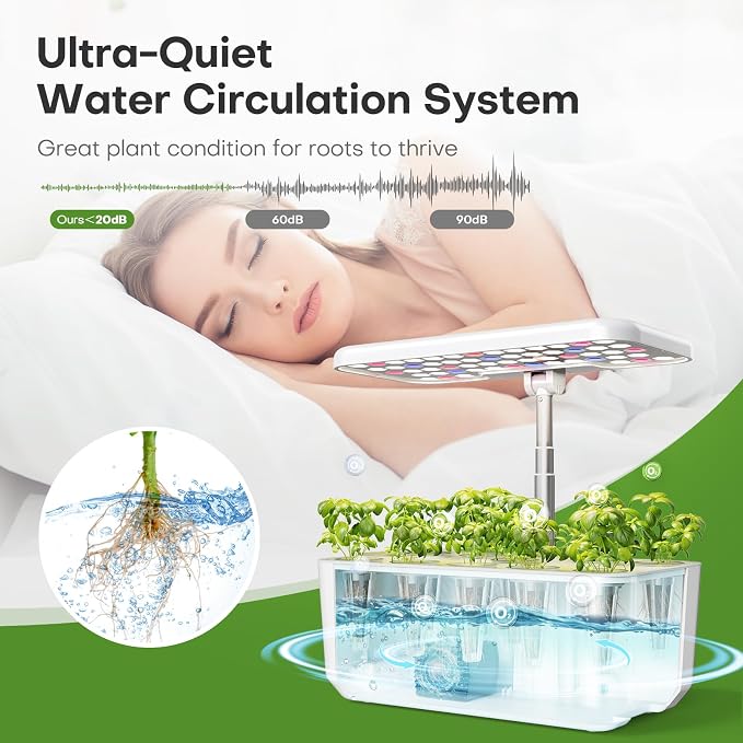 Indoor Garden Hydroponics Growing System: 10 Pods Kit with LED | Plant Germination Kit Herb Vegetable Growth Lamp Countertop, Hydroponic Planter Grower Harvest Lettuce for Beginner Gardeners
