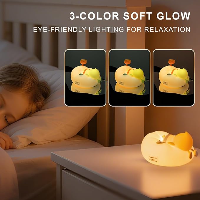 Duck Night Light for Kids, 7 Colors LED Nursery Lamp Dimmable & Rechargeable, Duck Silicone Lamp for Bedroom/Nursery,Room Decor Lamp Gift for Adult Toddler/Boys/Girls