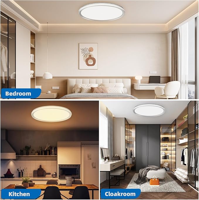 15 Inch LED Flush Mount Ceiling Light,Modern Ceiling Light | 35W 4000LM 5CCT 2700-5000K Selectable, Dimmable Ceiling Lights for Kitchen,Bedroom, Living Room,Office