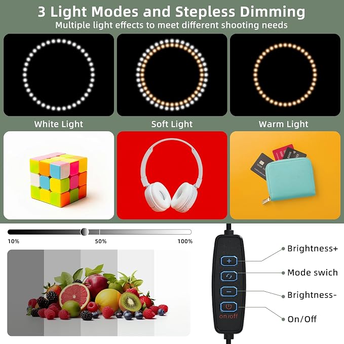 Lightdow 20"x20"x20" Photo Studio Light Box Photography with 300 LEDs(CRI>95) & Type-C Plug(35W)+Cable,6 Backdrops-Portable/Dimmable Folding Shooting Tents for Toys/Jewelry/Bonsai/Bags/Suitcases